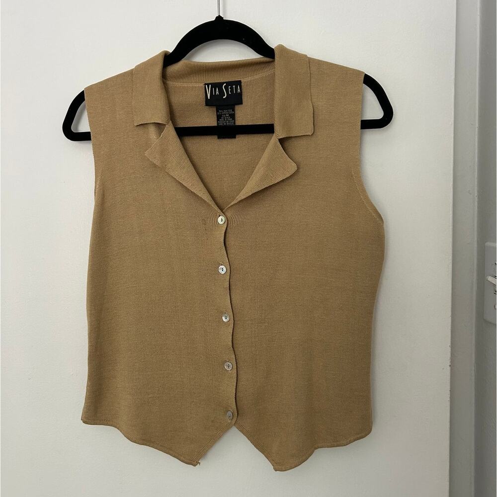 Vintage Silk/Cotton Blend Button-Up Vest
